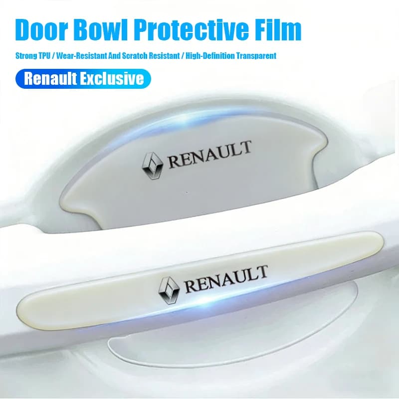 Adesivo trasparente per maniglia della portiera dell'auto, adesivo protettivo antigraffio per Renault Clio Sandero Captur Megane R5 4 3