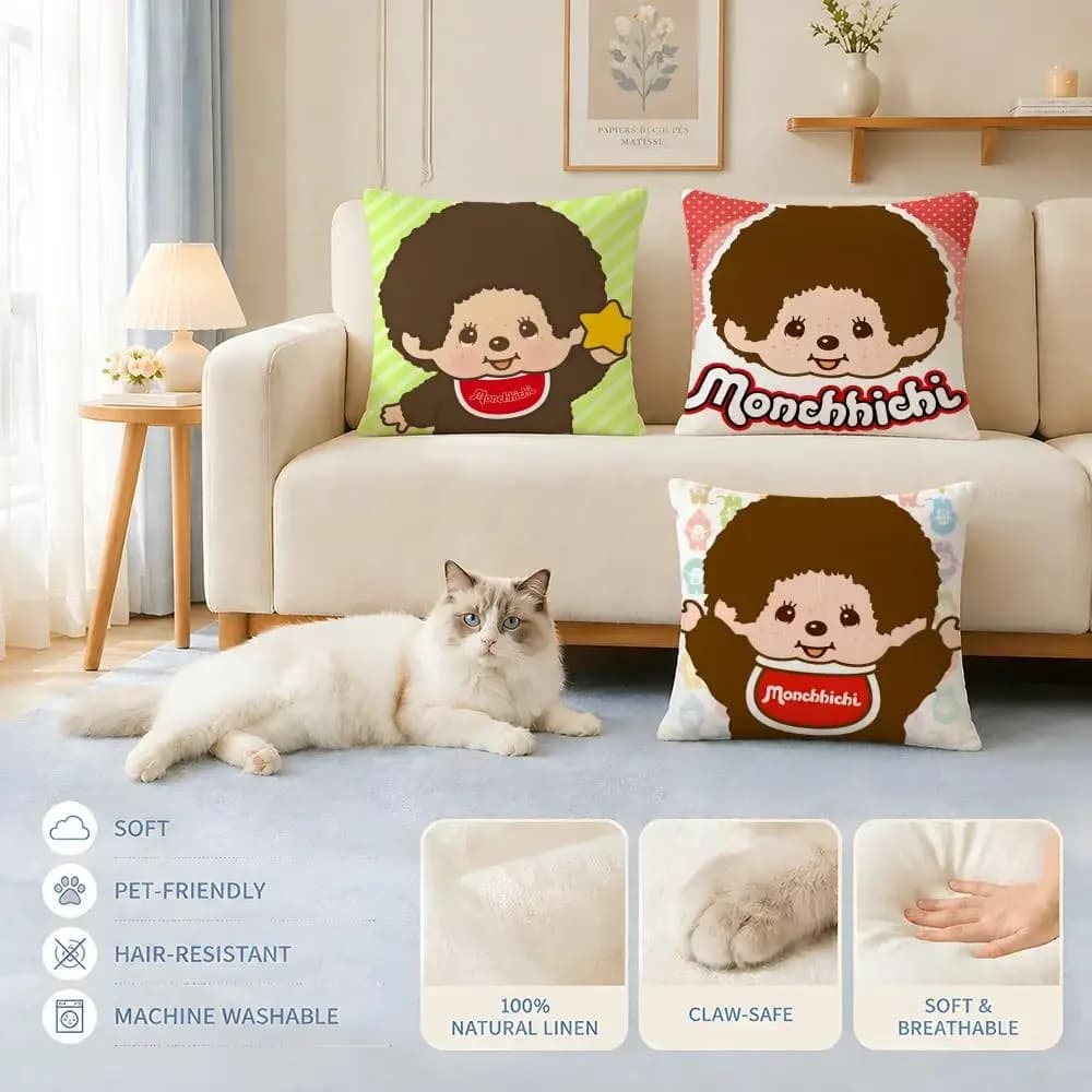 Fodere per cuscini Divano Adatte a cani e gatti Cartoon M-Mon-chi-chiS Fodere per cuscini decorativi per sedie 45x45 40x40