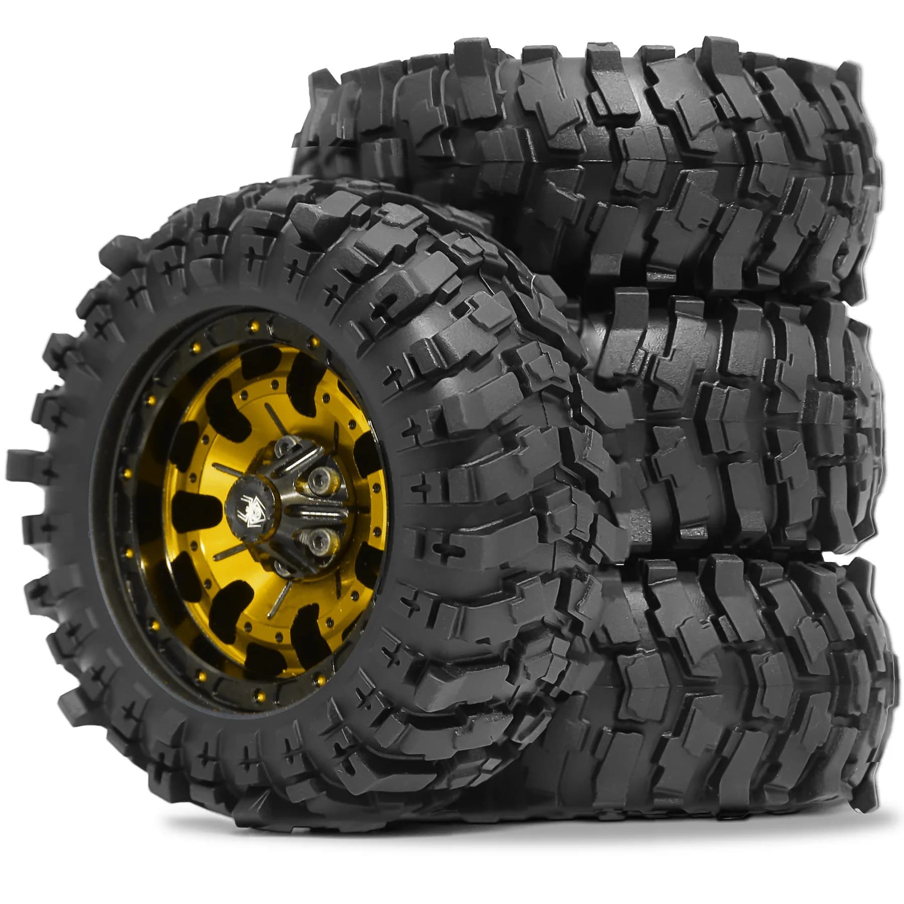 4 Ruote in Metallo Beadlock da 1,9 Pollici con Pneumatici OD88mm per Crawler RC 1/12 MJX H12Y+ MN128 MN82S LC79 MN82
