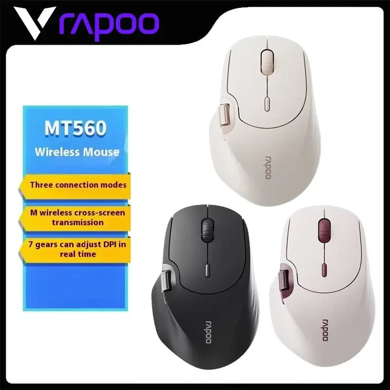Rapoo MT560 3 Mode Wireless Mouse Ergonomic Hall Magnetic Induction Knob Cross Screen Lightweight Gaming PC Accessory