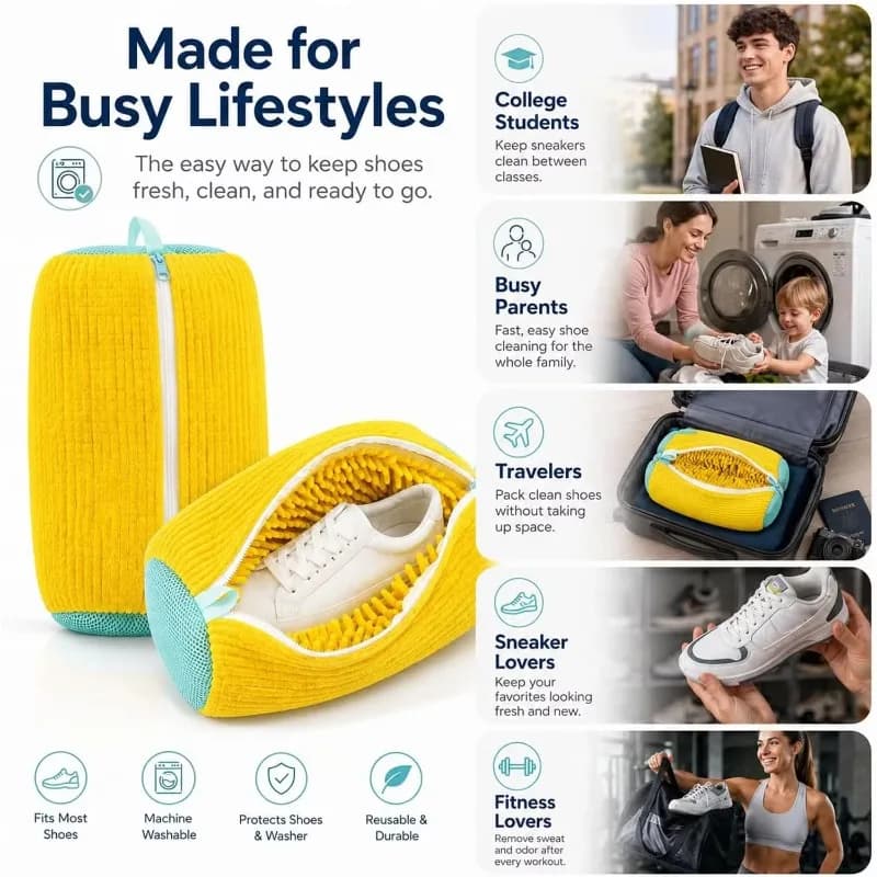 Chenille Shoe Washing Bag Reusable Breathable Laundry Protector Pouch For Washing Machine Sneaker Running Shoes Cleaning Storage