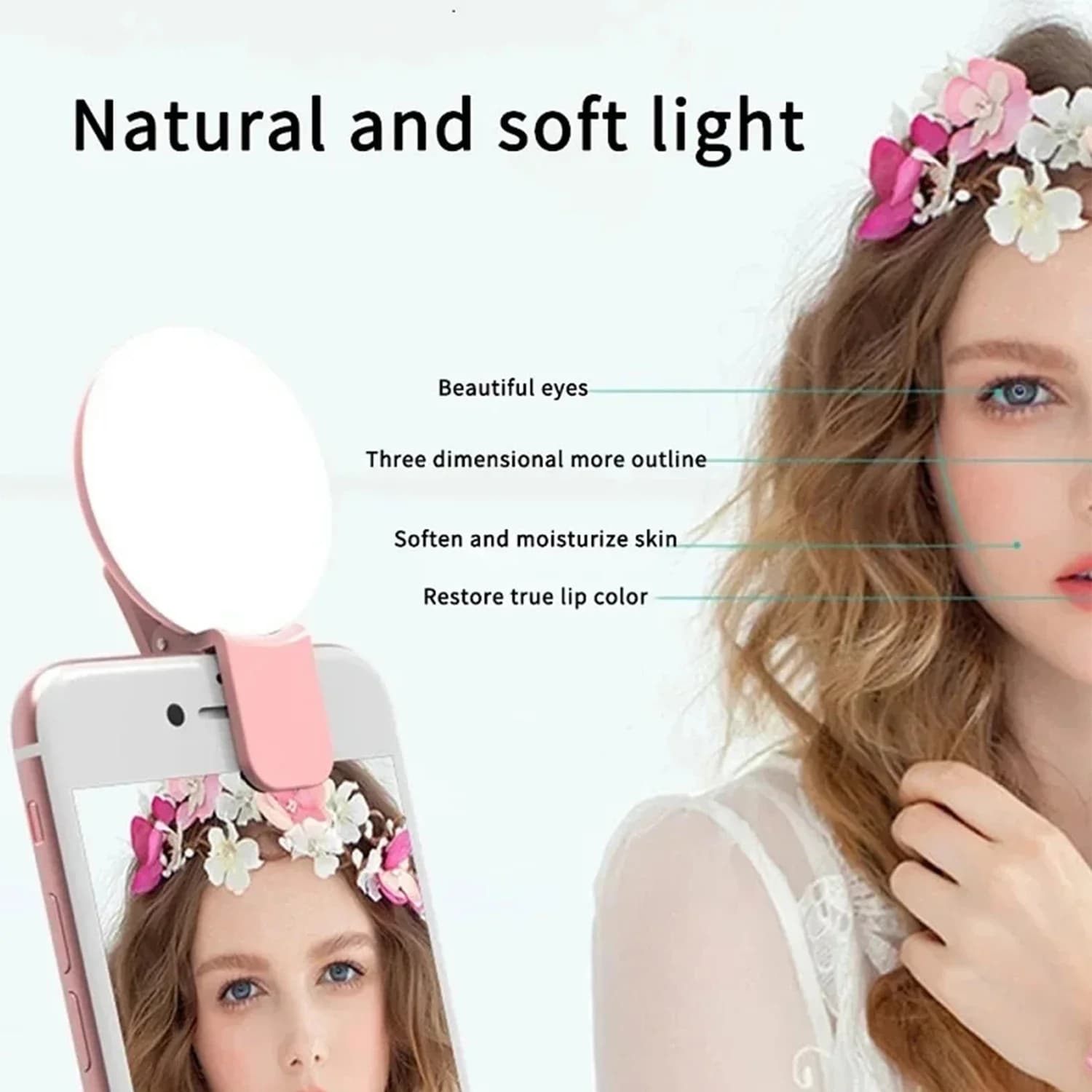 Mini Portable Ring Light for Selfie, LED Flash for Phone, USB Light Rechargeable with Clip, Cellular Filling Lamp, Women's Selfie Lights