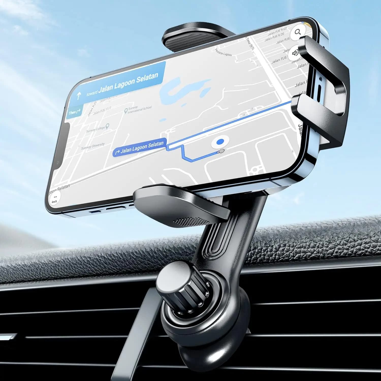 Universal Support for Auto Phone with Orientable Arm, Compatible with iPhone 17/16/15/14 and Android Smartphone 4.7"-6.9"