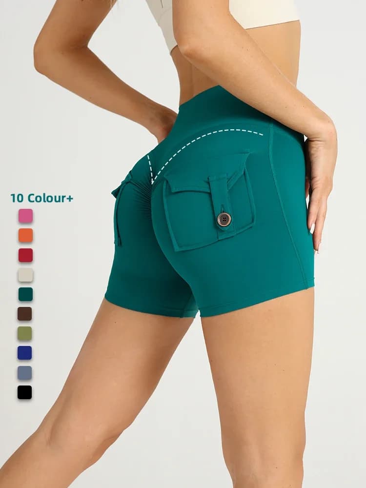Pantaloncini da yoga sexy con tasca a vita alta Leggings Collant traspiranti ad asciugatura rapida Sport Palestra Allenamento Ciclismo Pantaloncini sportivi da esterno