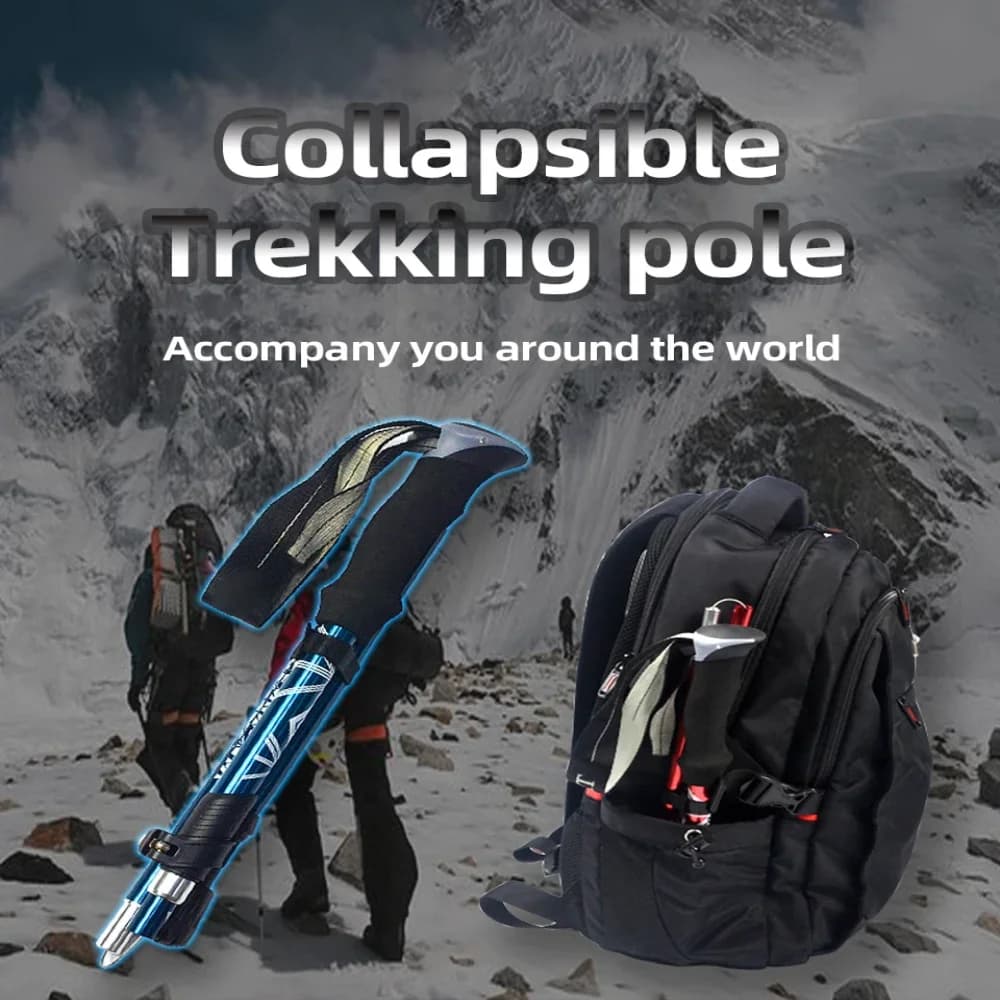 Outdoor Foldable Trek Stick 5 Sections Portable Camping Trekking Stick for Old Nordic Telescopic Easy to wear in Bag 1 PZ
