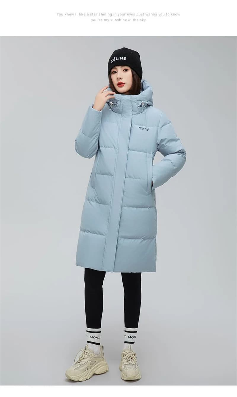 Cotton Jacket 2025 New Fashionable Hot Item Loose And Thick Version Hooded Over The Knee Jacket Slim Down Cotton Jacket