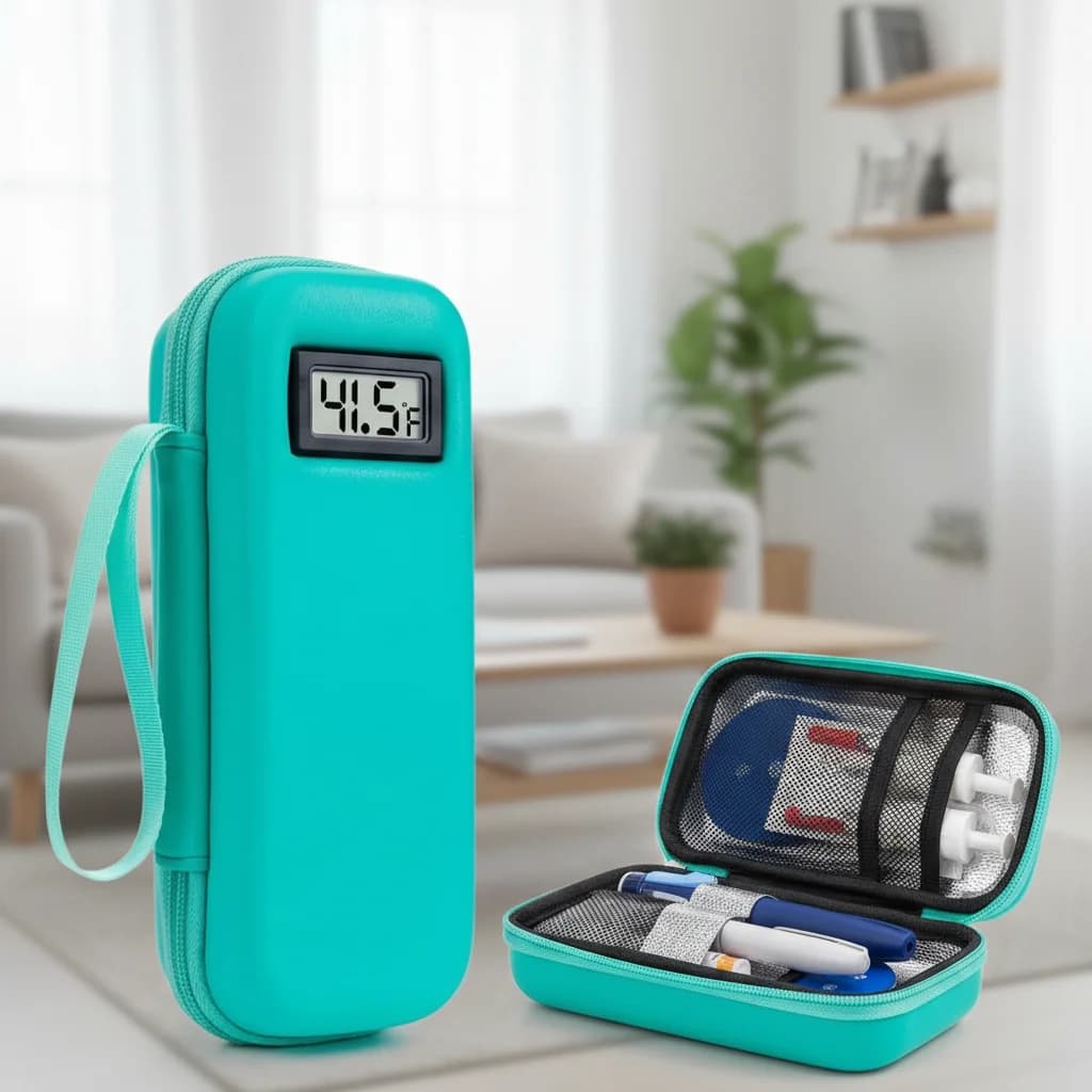 Borsa Termica Impermeabile per Insulina con Display Termometro, Custodia Portatile per Medicinali, Borsa Refrigerante Riutilizzabile Isolata