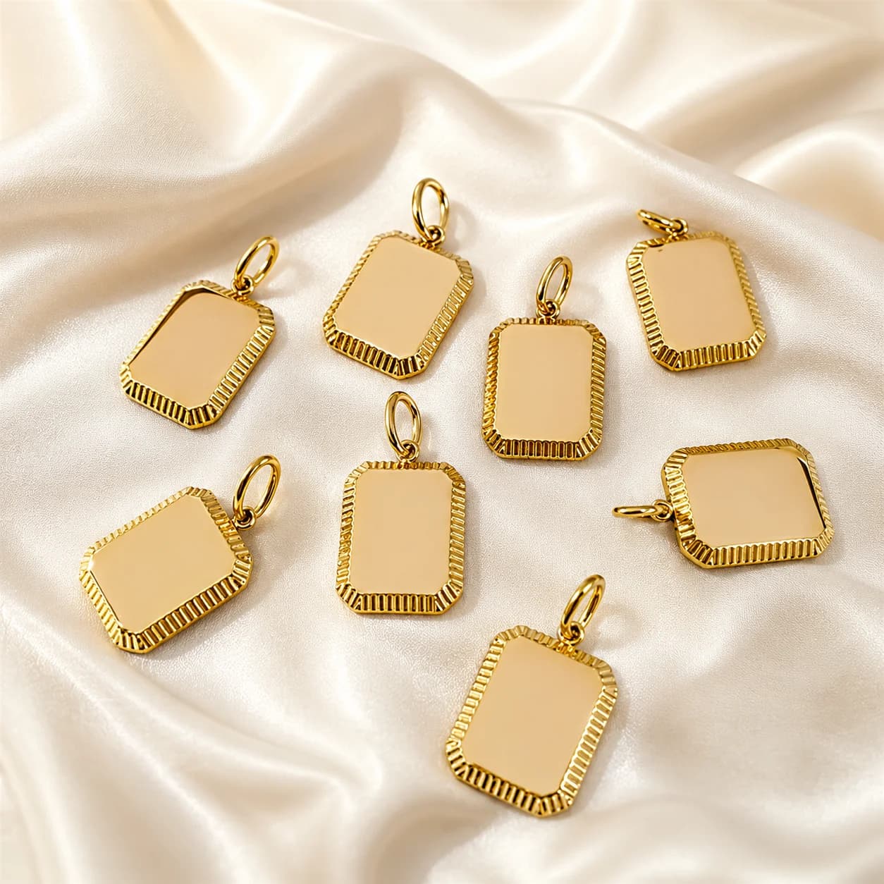 16x13mm Stainless Steel Rectangle Pendant 14K Gold Plated Silver Color Blank Square Charms for Necklace Bracelet Jewelry Making
