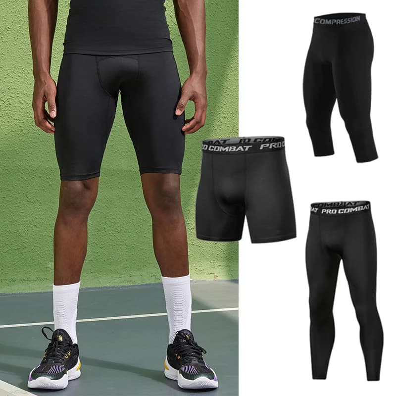 Pantaloni a compressione da uomo da corsa Collant Leggings da basket asciutti e freddi Collant sportivi con strato base Pantaloncini attivi per allenamento atletico