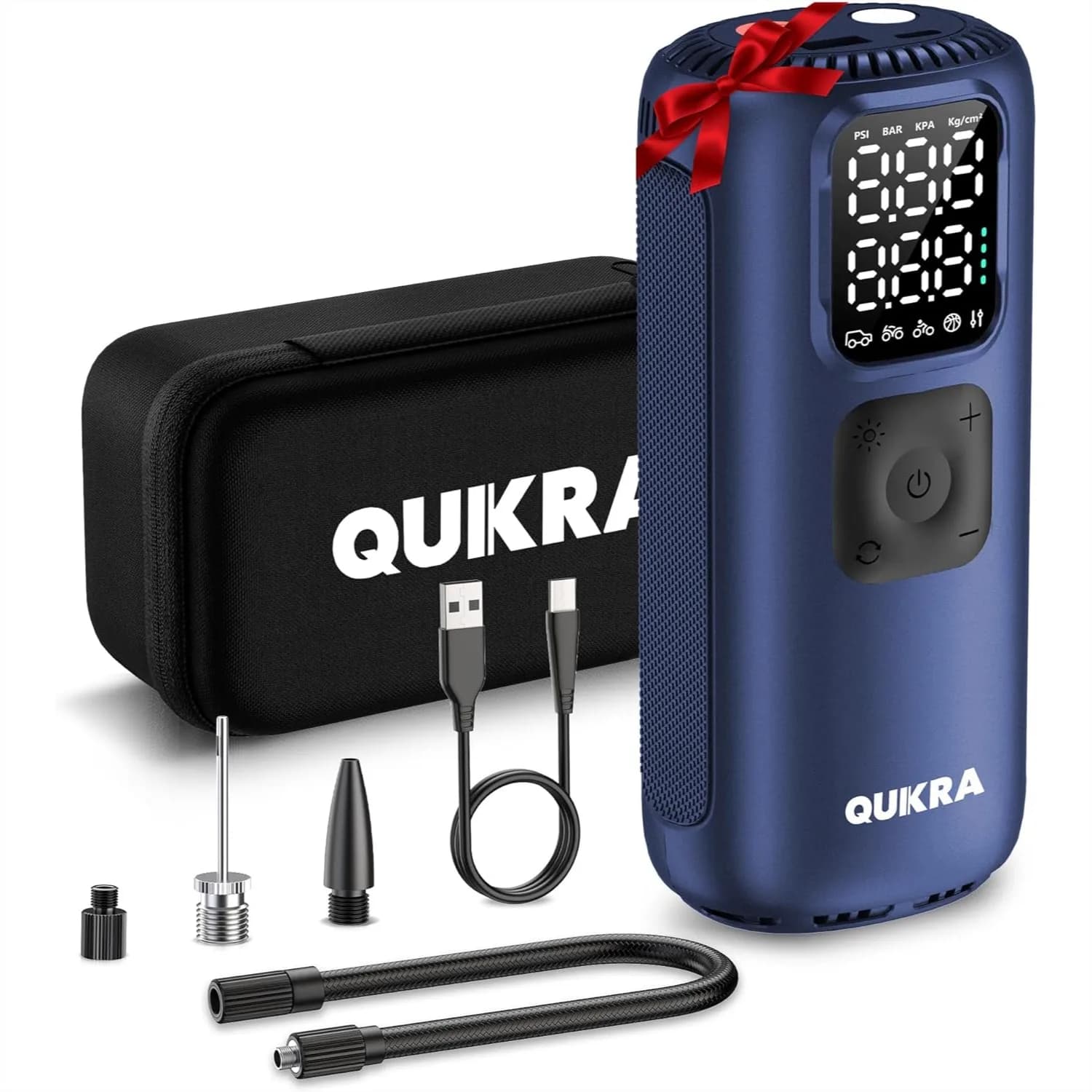 Compressore d'aria portatile per gonfiaggio pneumatici, 3 volte più veloce, 160 PSI, senza fili, con luce LED e display digitale per auto, camion, bici
