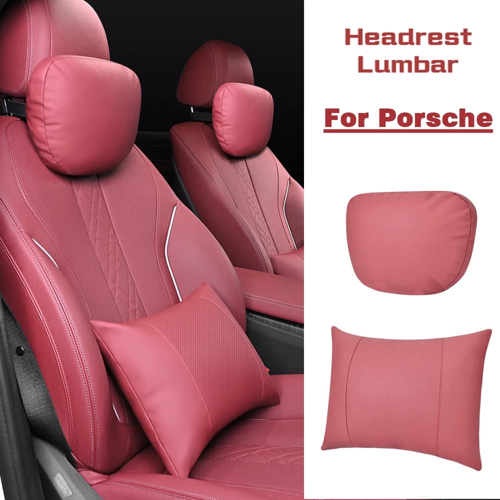 Cuscino per il collo dell'auto traspirante Cuscini per poggiatesta in memory foam Cuscino lombare morbido Supporto per la schiena per Porsche tutte le serie