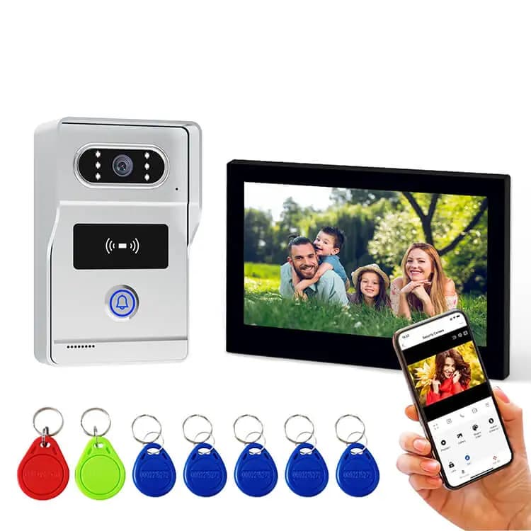 Monitor TFT da 7 pollici Tuya APP 2MP Citofono a due fili Videocitofono Campanello IP Sistema di controllo accessi porta Rifd