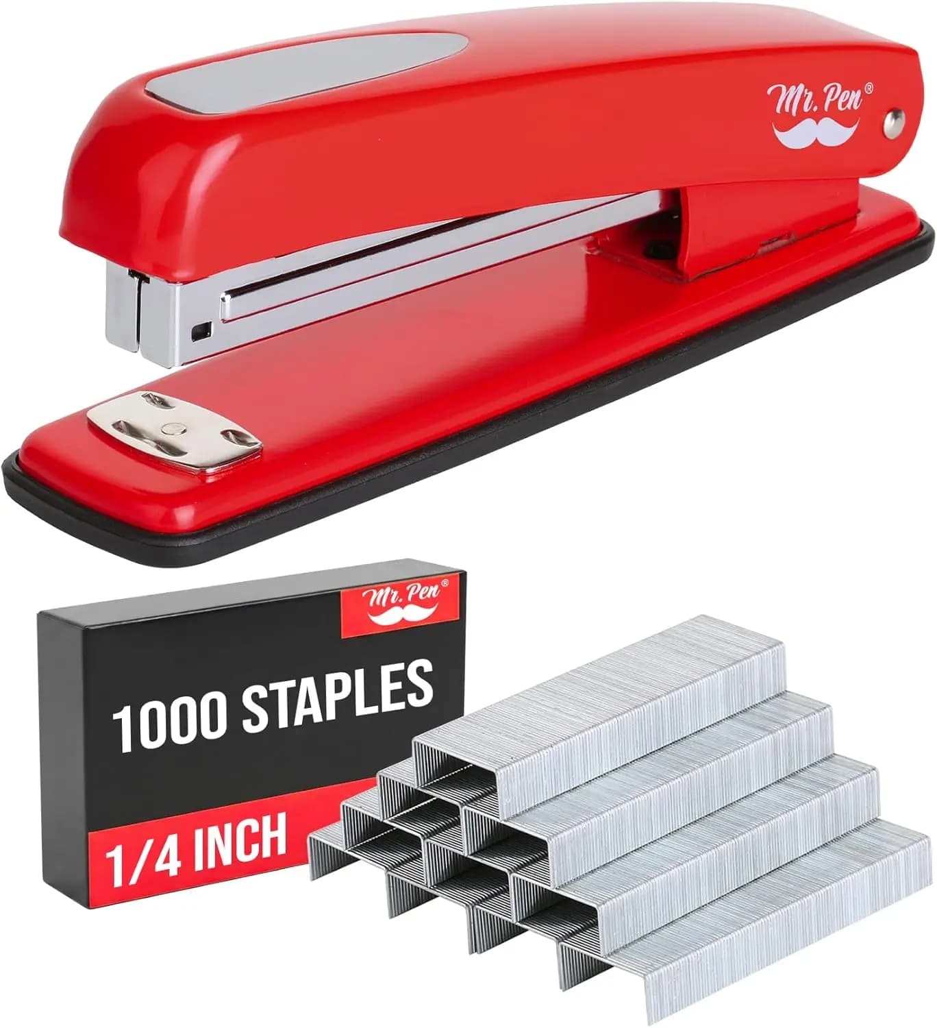 Cucitrice Rossa da Ufficio con 1000 Graffette, Capacità 20 Fogli, Design Ergonomico, 180 ° Carico Aperto