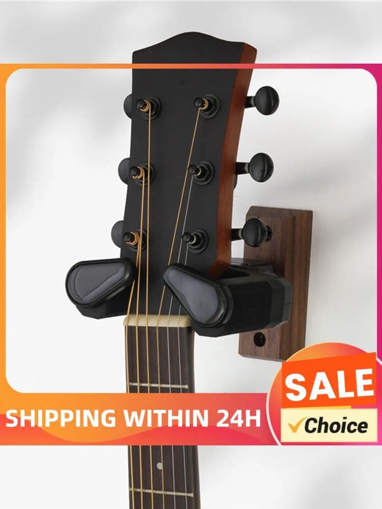 Wooden Wall Mount Holder Non-Slip Guitar Display Bracket Universal Guitar Hanger Rack for Electric Guitar Ukulele Bass