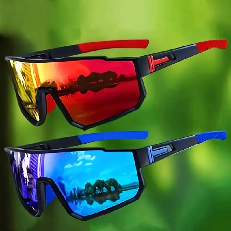 2 occhiali da ciclismo colorati per mountain bike, occhiali che bloccano il vento e la sabbia, occhiali da sole sportivi alla moda per uomini e donne