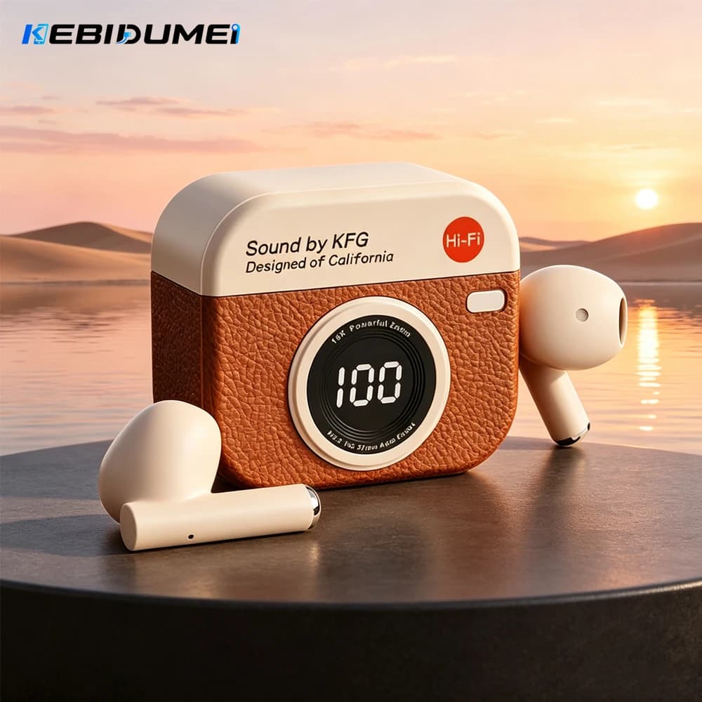 KEBIDUMEI Bluetooth 5.3 Wireless Headphones LED Digital Display 24hours Endurance HiFi Gaming Headsets Waterproof Sports Earbuds