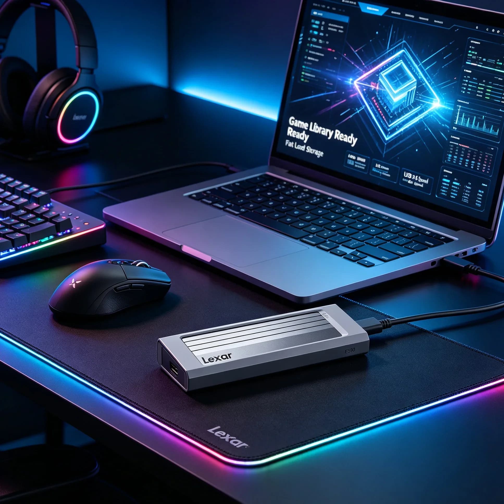 Lexar E300 M.2 SSD Enclosure USB C 3.2 Gen 2 for Steam Deck Game Storage External Case 2230 2242 2260 2280 Portable External SSD