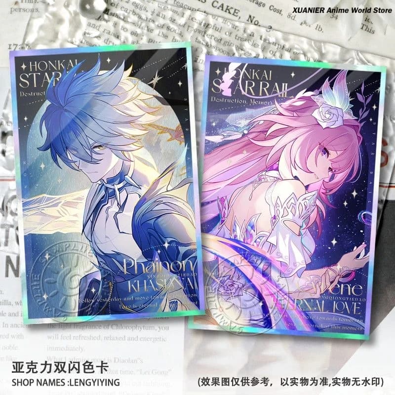Anime Cyrene Anaxa Gioco di carta colorata acrilica Honkai: Star Rail Laser Shikishi Cosplay Doppio flash Ornamento Carta firma
