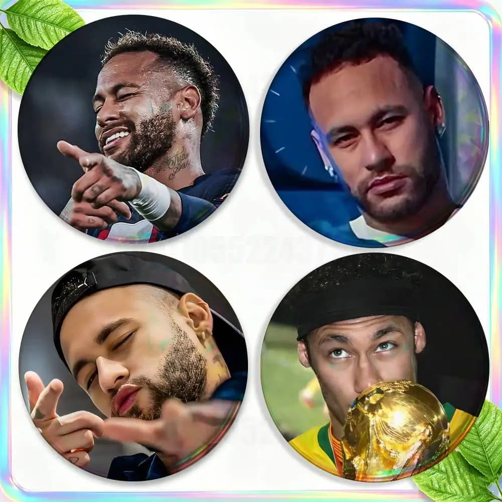 N-Neymar Football Sports Brooches for Backpack Accessories 25,32,44,58,75mm Round Enamel Pins 2-piece set Cartoon Anime Badge
