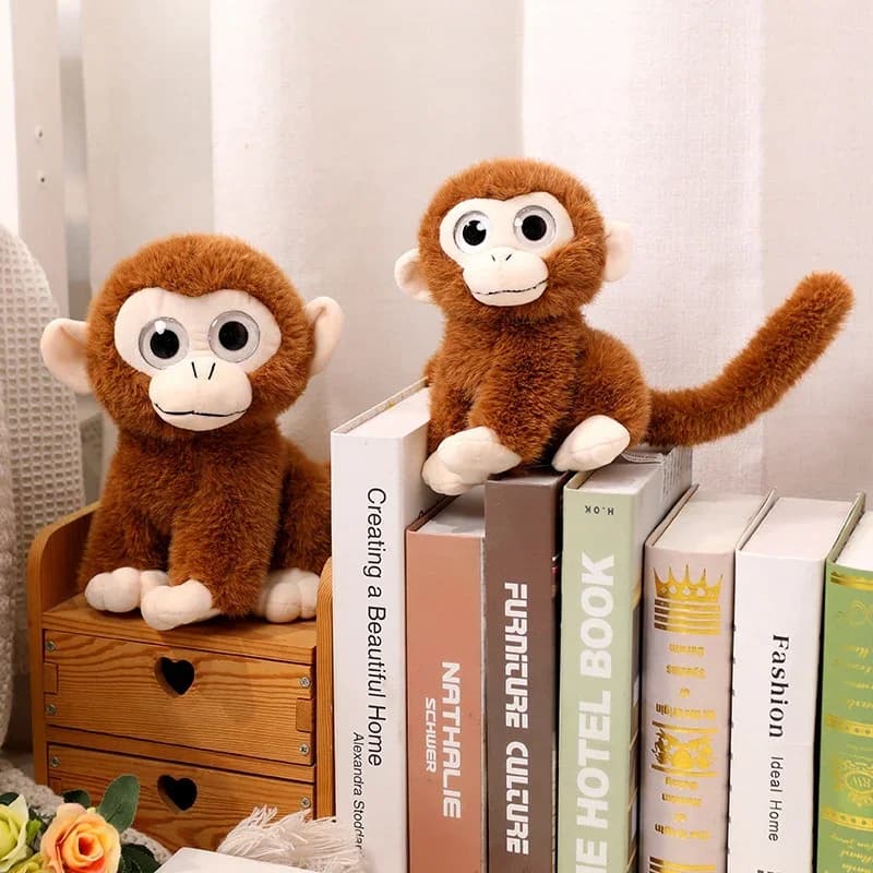 Simulazione Scimmia dagli occhi grandi Peluche Morbido Farcito Coda Lunga Scimmia Bambola Decorazione Della Casa Regalo Di Compleanno Per I Bambini