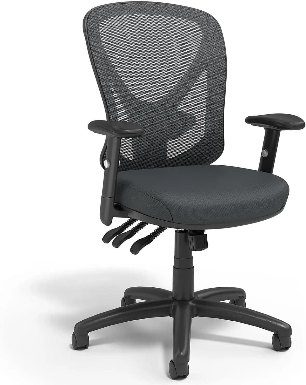 Carder Sedia da ufficio ergonomica, sedile e schienale girevoli in rete traspirante, altezza regolabile, supporto lombare, nero