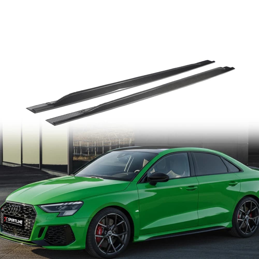 Minigonne laterali in fibra di carbonio a secco per Audi RS3 8Y 8.5Y Hatchback e Sedan 2022-2026 2 pezzi