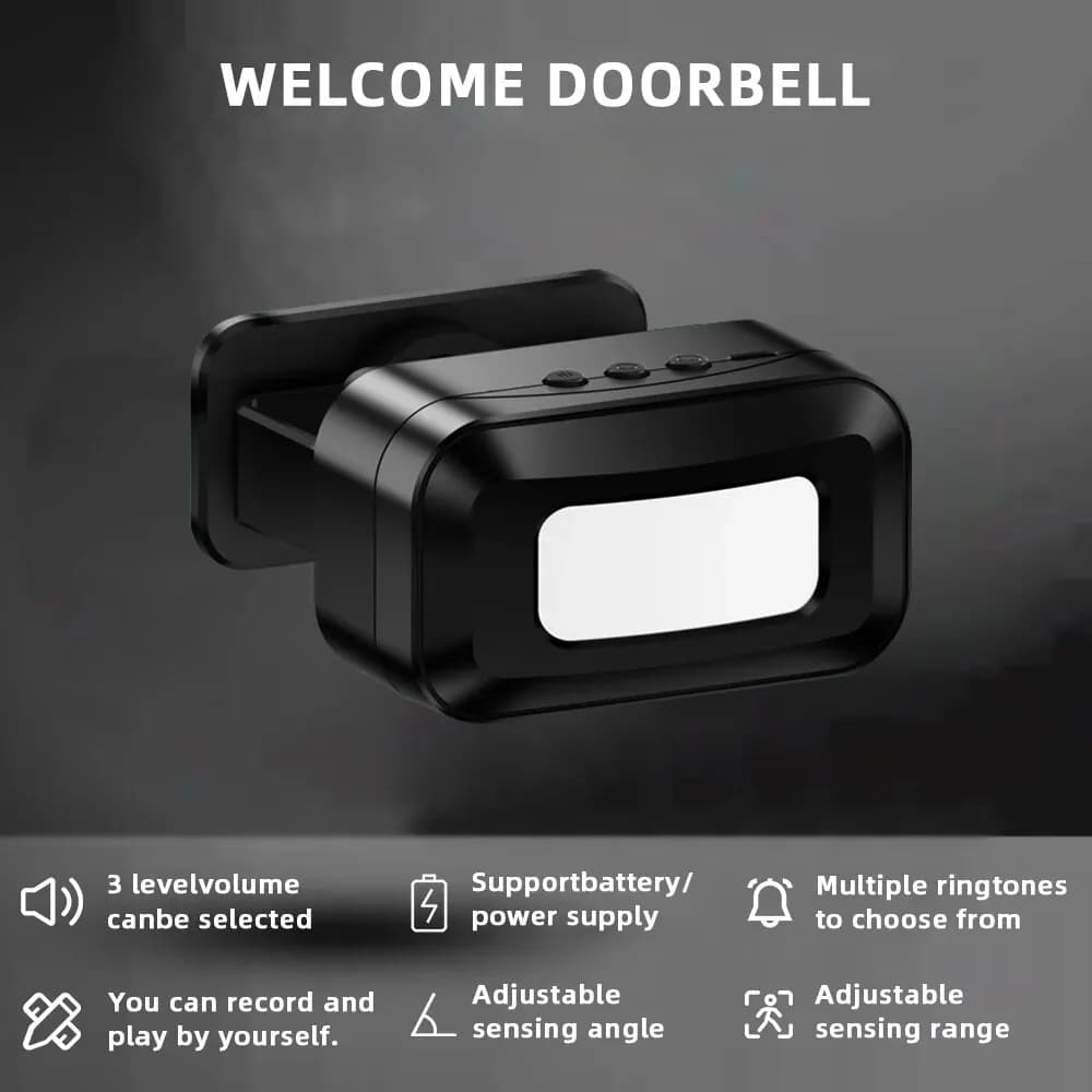 Campanello di benvenuto per ospiti senza fili Campanello per porta con allarme PIR Motion Sneosr per la protezione della sicurezza dell'ingresso dell'azienda del negozio Campanello intelligente