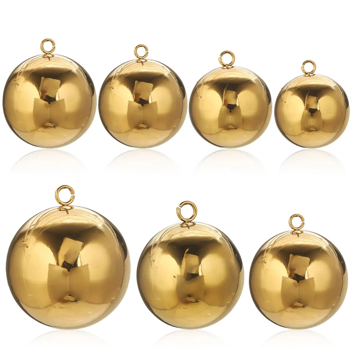 4 pendants with large hollow ball pendants in stainless steel for necklaces making diy jewellery, earrings, bracelets, wholesale