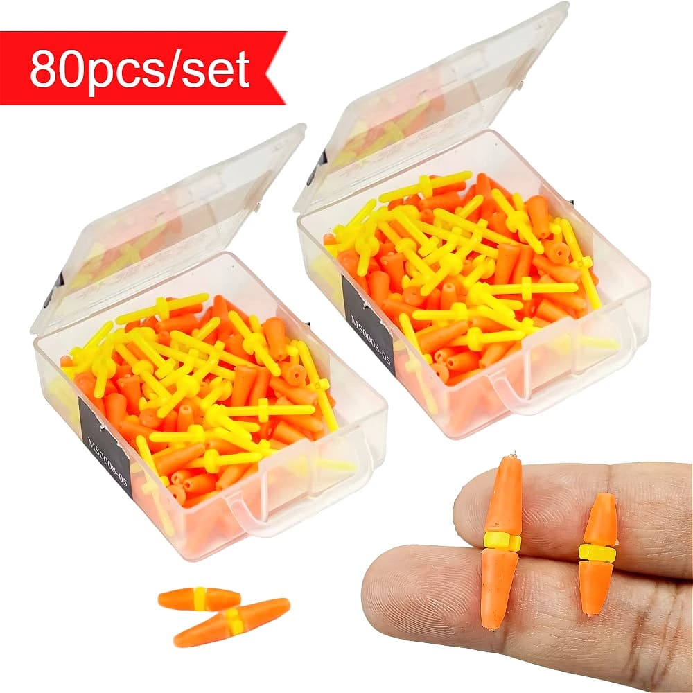 Set of 80 Pieces of Stopper for Sea Fishing Floating Machines, Anti-Silver, for Fishing Rods, Fishing Equipment