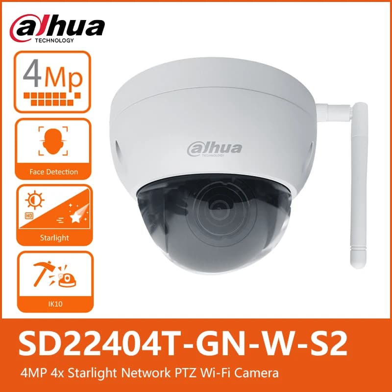 Dahua SD22404T-GN-W-S2 4MP WiFi PTZ 2.7~11mm Auto Varifocal 4x Zoom Outdoor Wireless IP Security Camera Smart Motion Detection