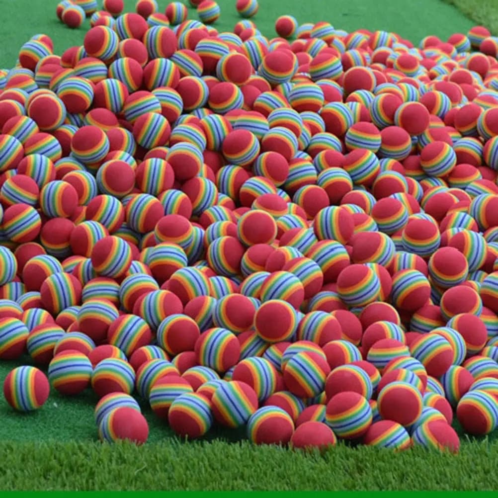 8 palline da golf da allenamento in EVA da 42 mm, colori arcobaleno brillanti, leggere, non danneggianti, in spugna, per esercizi di approccio indoor