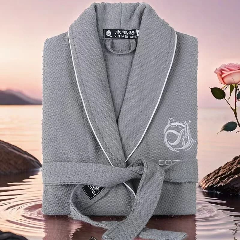100% pure cotton, solid colored bathrobes for men and women, sauna clothes, waffle nightwear, sauna robe, beauty salon, hotel, new