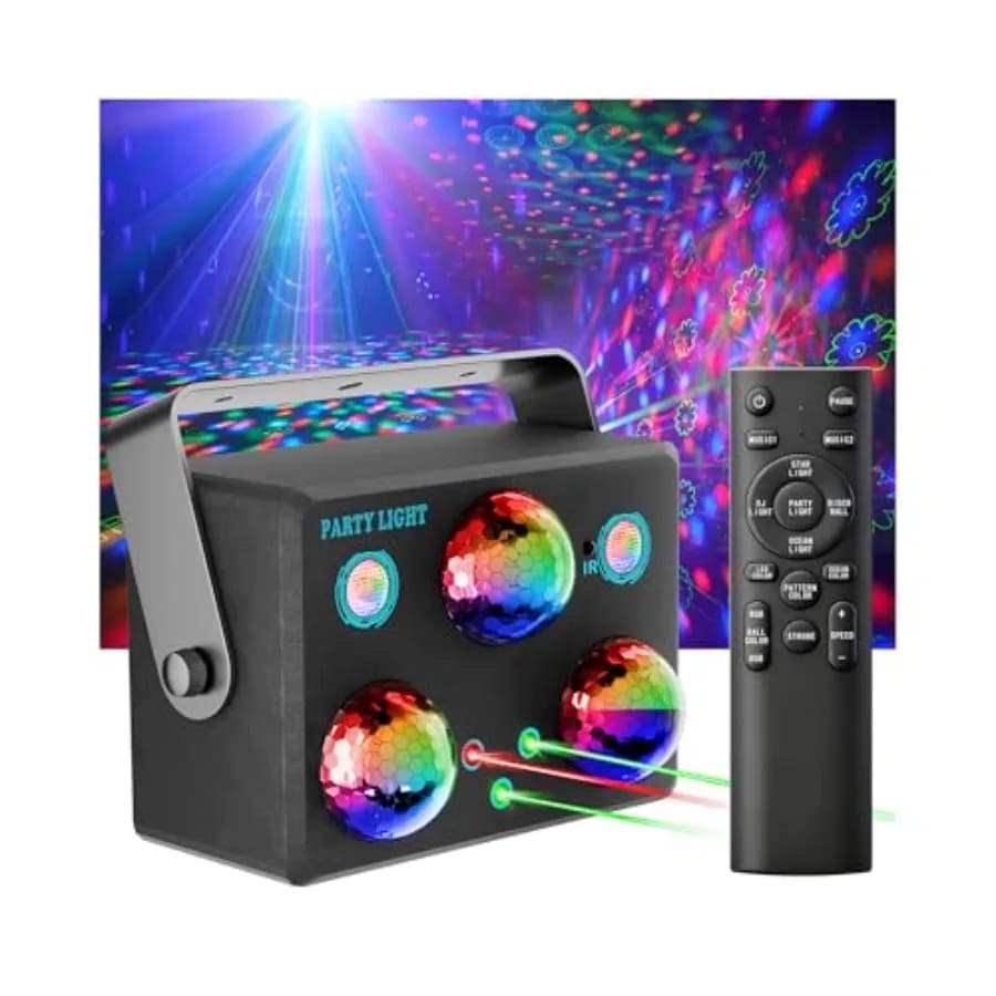 Luci da Discoteca a Sfera, Luci DJ Attivate dal Suono, Luce Stroboscopica LED da Palcoscenico, Proiettore Stelle e Oceano con Telecomando per Casa
