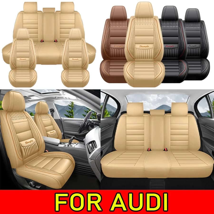 Coprisedile auto in pelle PU resistente all'usura, completamente avvolgente, comodo cuscino con supporto lombare PER AUDI