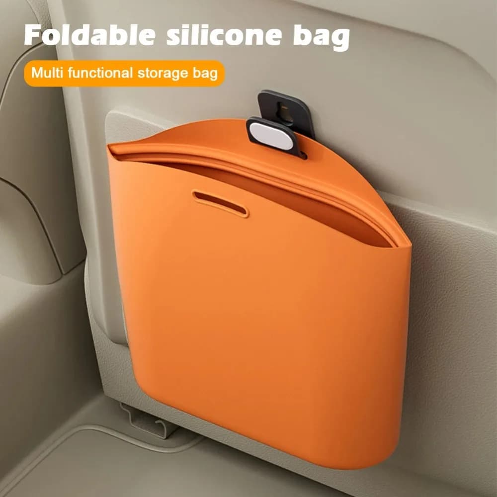Bidone della spazzatura per auto in silicone, bidone dei rifiuti sospeso per riporre i veicoli e la raccolta dei rifiuti, organizer salvaspazio, bidone dei rifiuti pieghevole