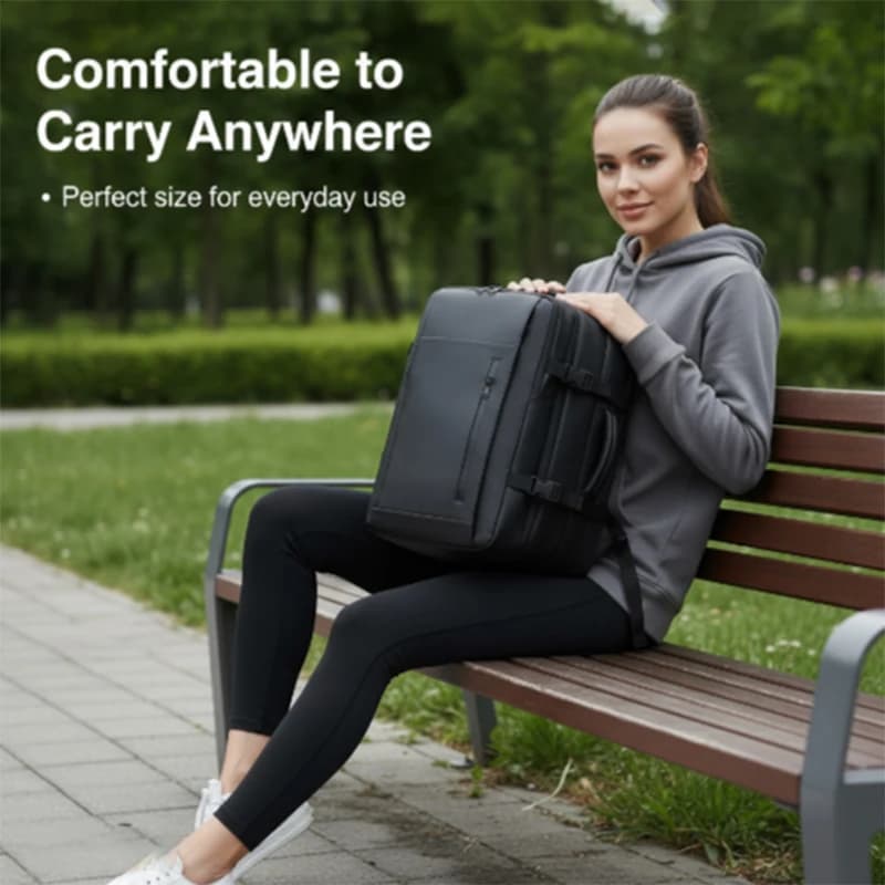 Black Travel Vacuum Backpack Men's Advanced Sense Multi-function Computer Bag Vacuum Compression Bag Expansion Business Backpack