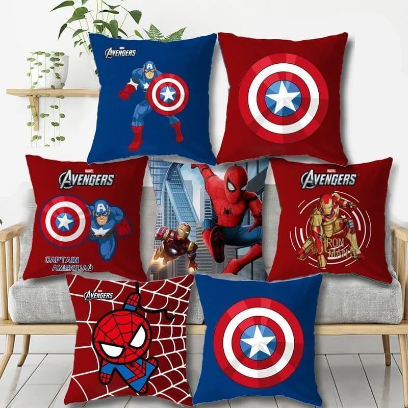 Marvel Avengers Spider Man Cartoon Animation Square Cushion Pillow High-Looking Fashion Double-sided Printed Seat Backrest