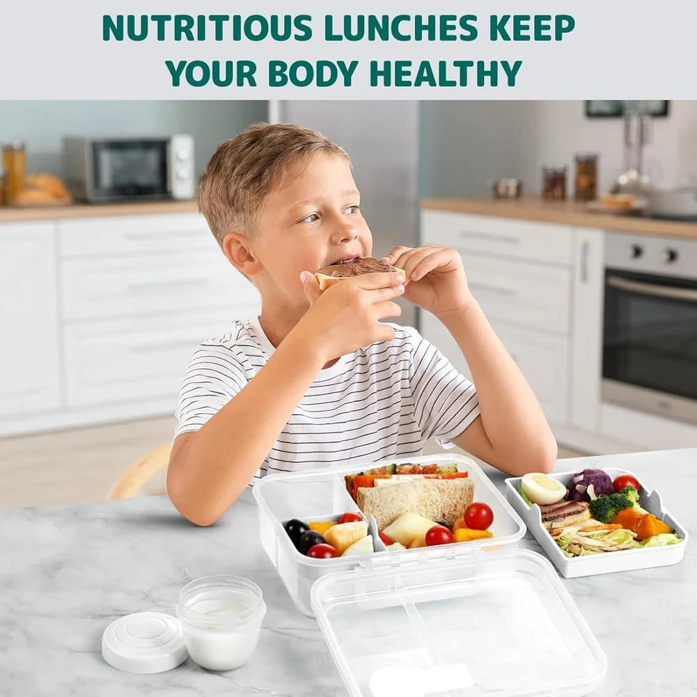 Contenitori per la preparazione dei pasti A98E riutilizzabili, contenitore Snackle Box Bento Box per adulti, Bento Lunch Box con 2 vassoi rimovibili