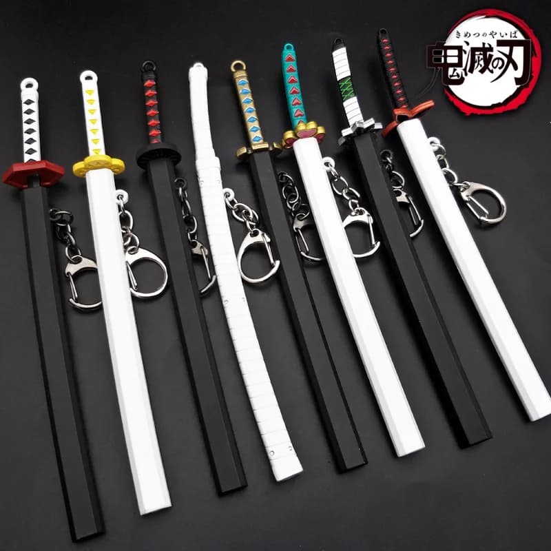 Portachiavi con Spada Demon Slayer da 17cm, Mini Katana, Ciondolo Modello Spada di Tanjiro, Decorazione Anime, Regalo
