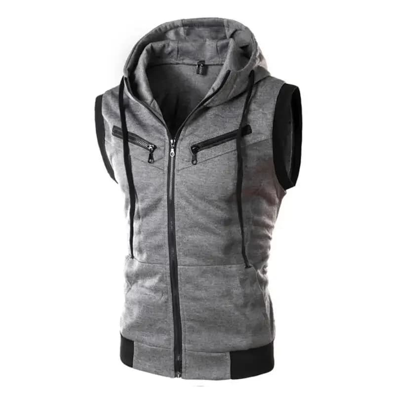 2026 nuovo cardigan con cerniera camicia calda giacca gilet senza maniche con cappuccio da uomo plus size S-4XL street wear gilet maglione con cappuccio