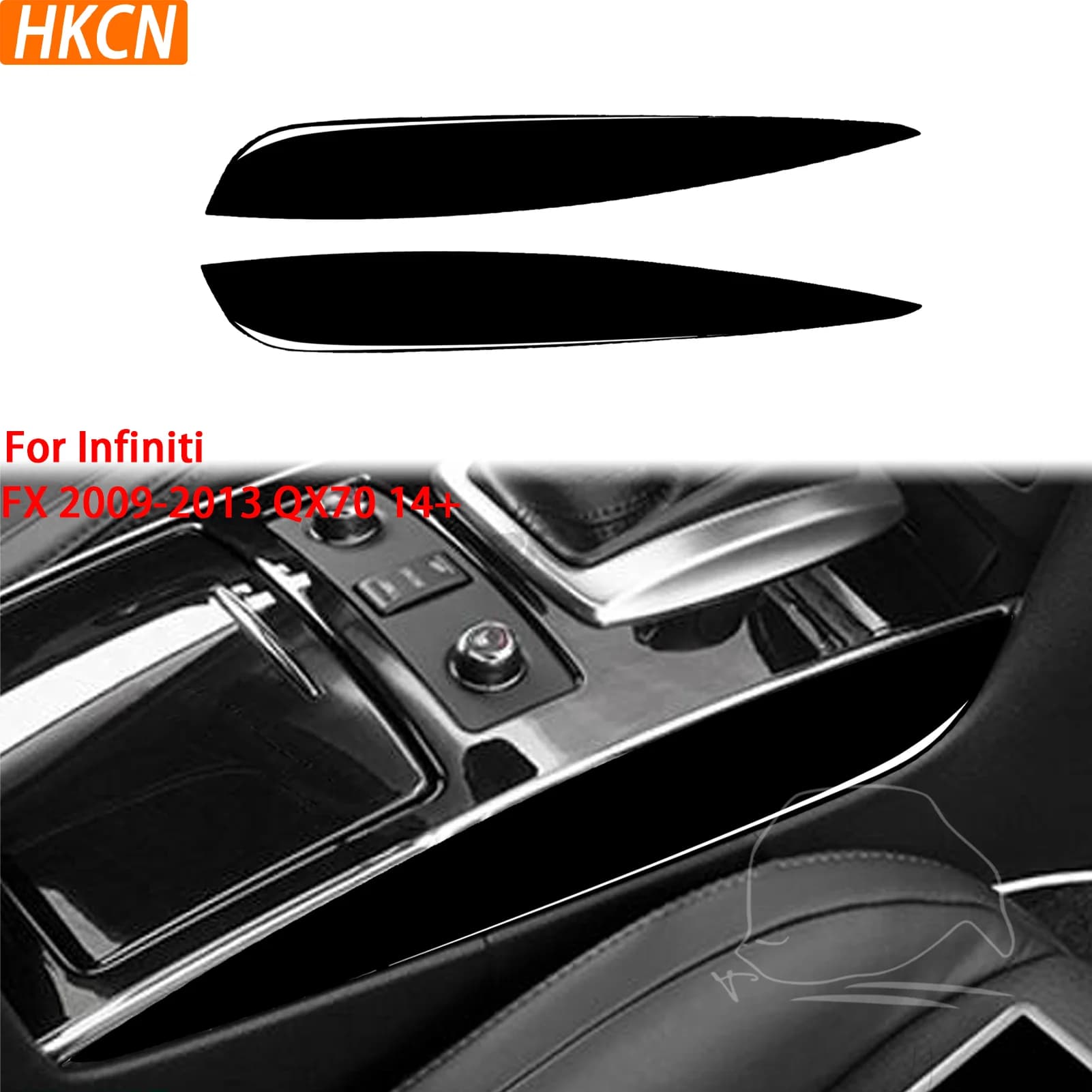 Per Infiniti FX QX70 14+ Pannelli decorativi laterali per leva del cambio in nero lucido, accessori interni decorativi, adesivi