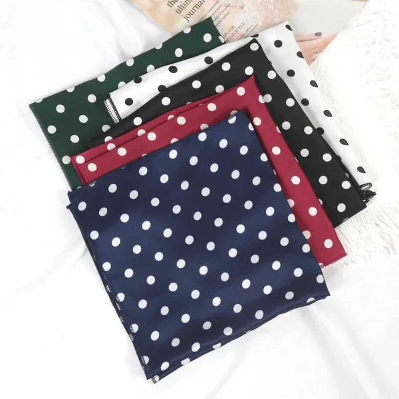 Nuovo Foulard Quadrato da Donna 50cm Traspirante alla Moda con Pois, Sciarpa per Capelli da Ufficio, Fazzoletto da Mano, Bandana Femminile, Sciarpa a Scialle