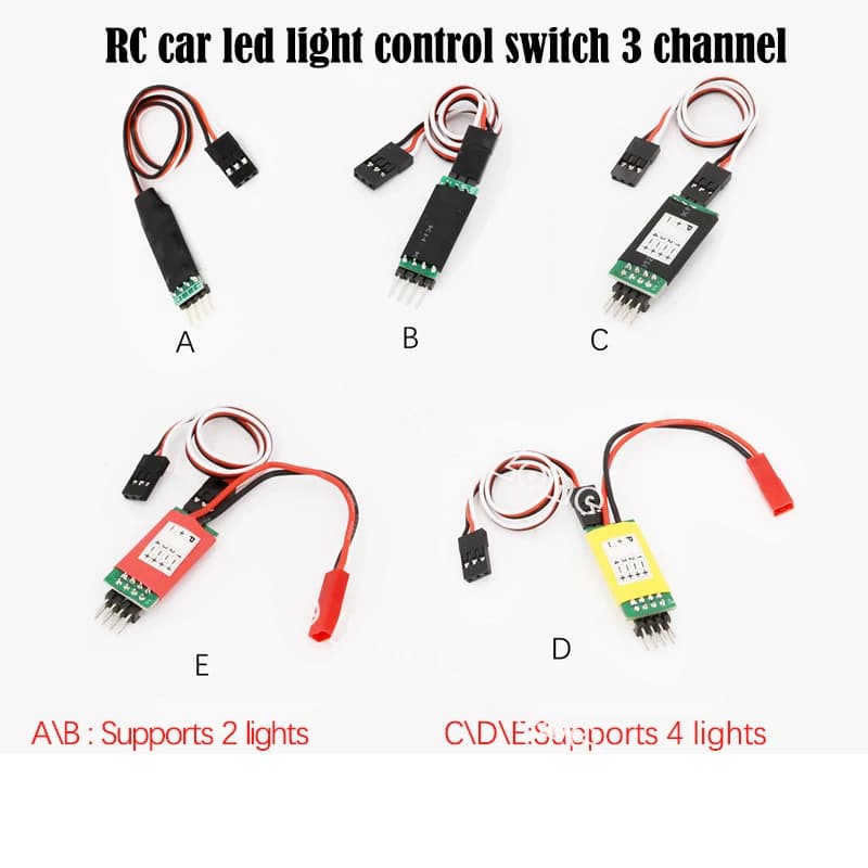 Sistema di interruttori di controllo della luce della lampada a LED per auto RC accensione/spegnimento 3CH per accessori per modelli di strada Qn per veicoli cingolati 1/10