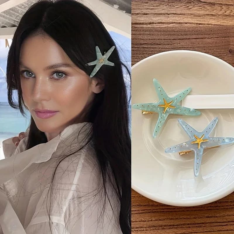 Vacation Style Starfish Hair Clips Women Adorable Star Design Trendy Beachy Accessory Stylish Girls Headwear Daily Casual Looks