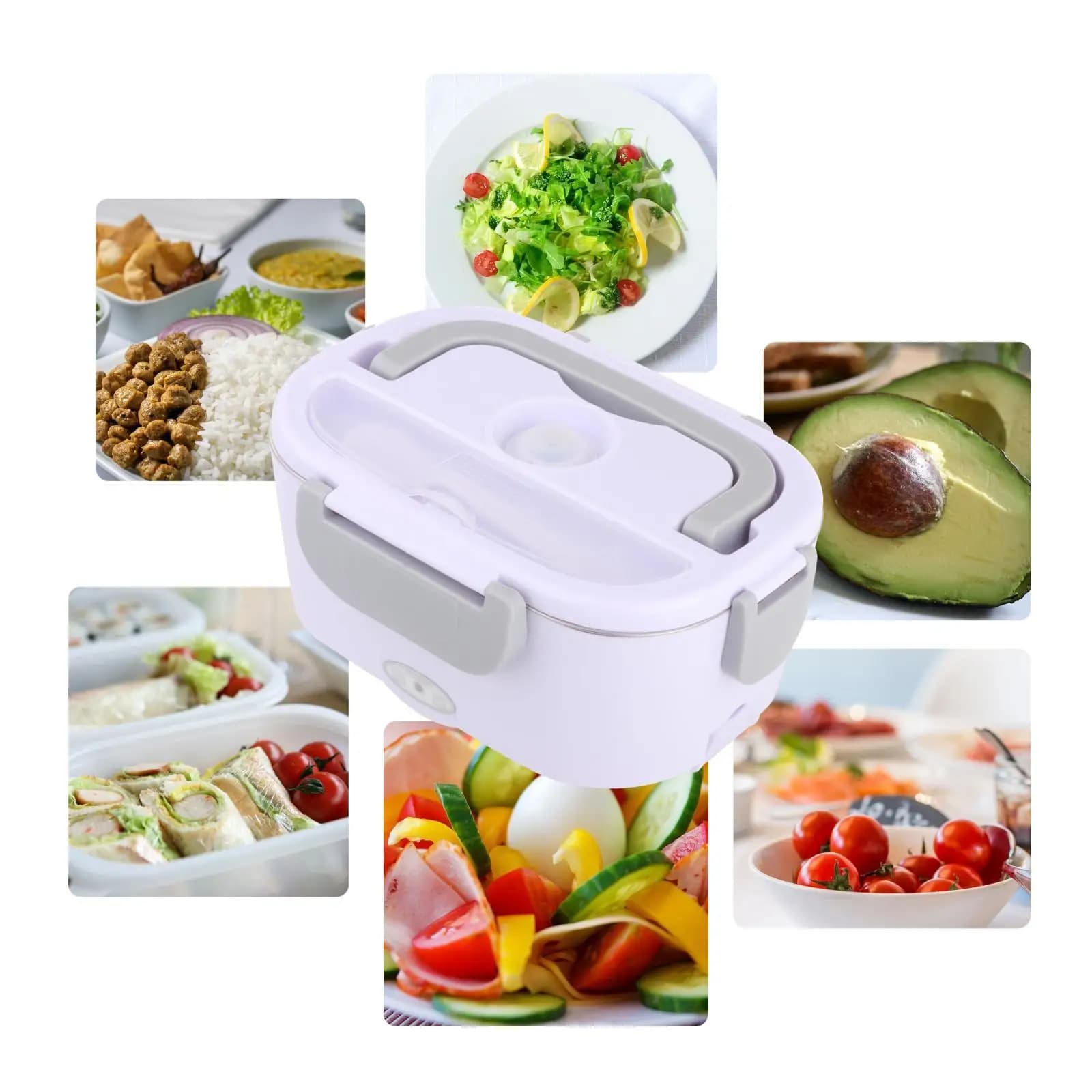 2 in 1 scaldavivande elettrico scaldavivande in acciaio inossidabile 304 portatile 220V 1.5L Bento scatole contenitore per riso per auto casa