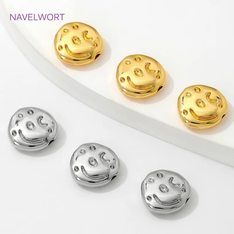 Perline distanziatrici irregolari in ottone placcato oro 18 carati per la creazione di braccialetti, separatori per perline, accessori fai da te per gioielli con perline.