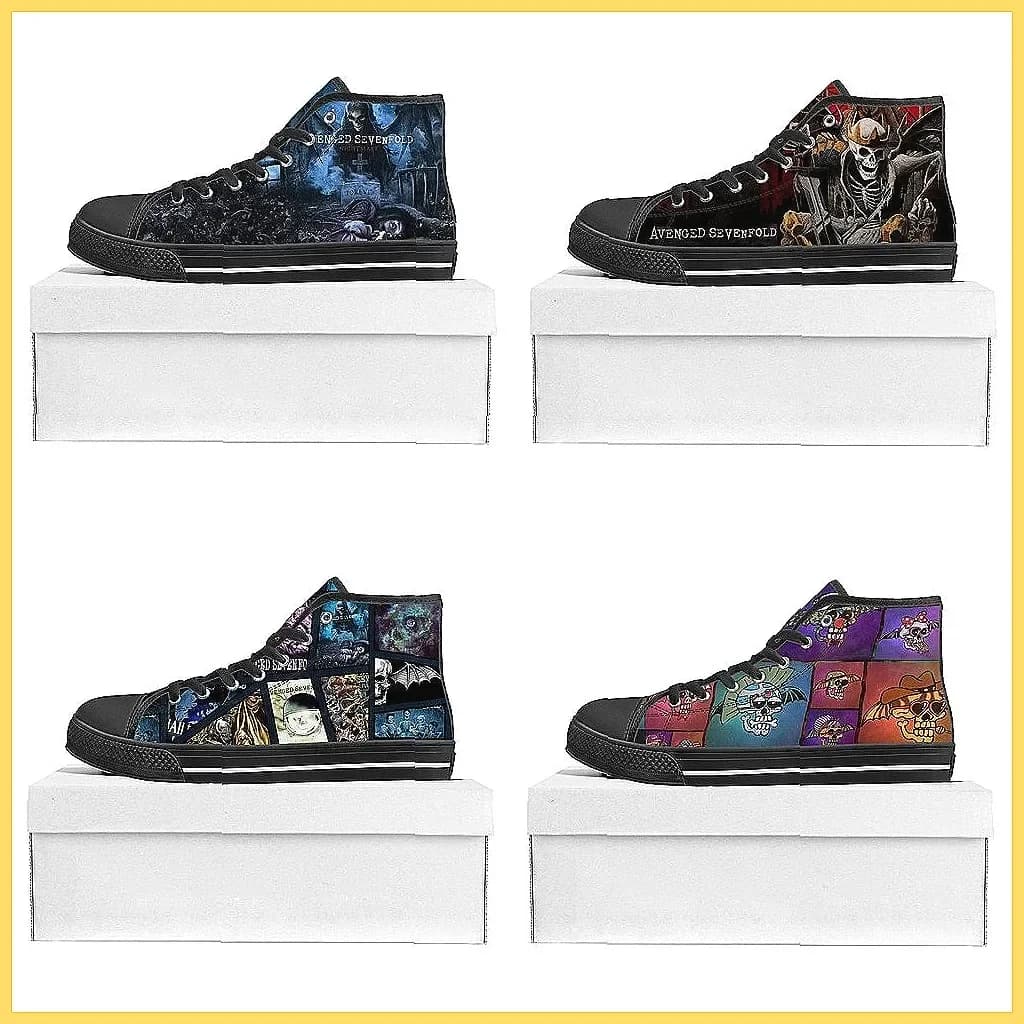 Avenged Sevenfold A7X Sneakers alte personalizzate in tela per uomo e donna, scarpe casual da coppia