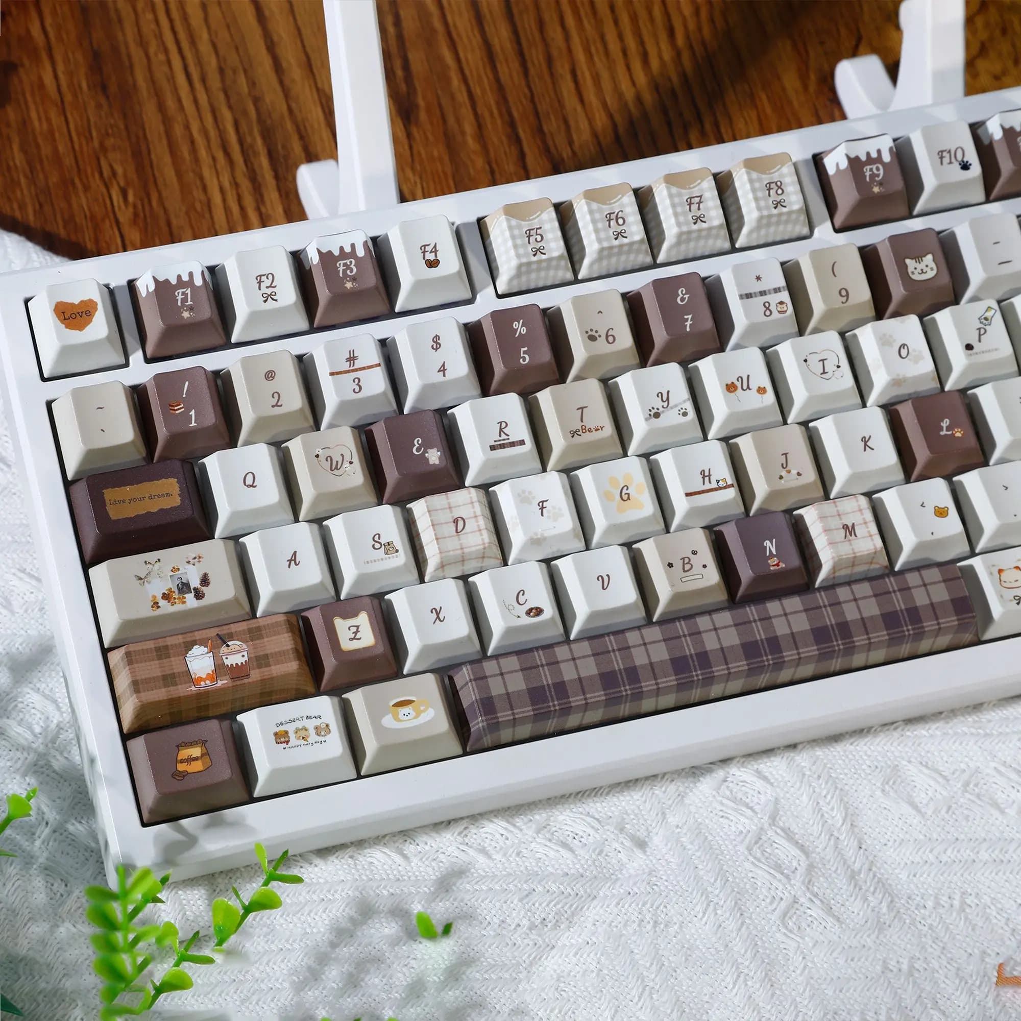 Cat Cafe Tasti PBT Cherry Keycaps Simpatico regalo per ragazza Tastiera meccanica a sublimazione della tintura carina per Made68 Mad68 Wooting 60