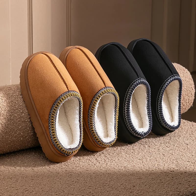 Women's plush Slippers Winter warm home shoes Fashionable thick EVA sole for indoor and outdoor use Homewear for cozy anti-slip couple