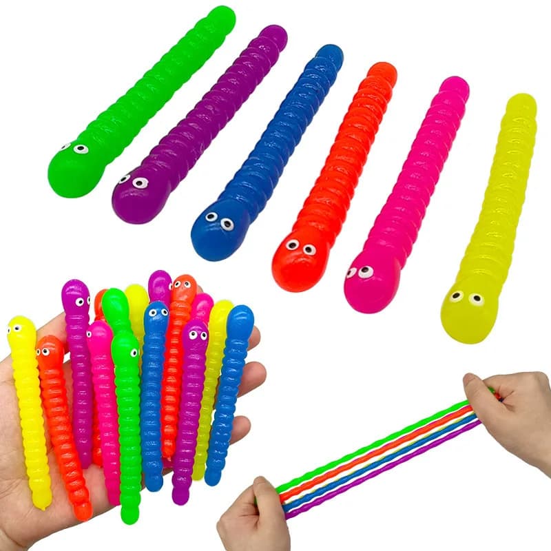 5 pz Colorato Bruco Tirare Verme Noodle Agitarsi Giocattolo Stretch String TPR Corda Anti-Stress Stringa Sollievo dallo stress Autismo Vent Giocattoli
